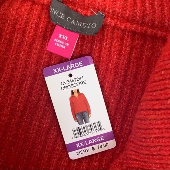 Vince Camuto Crossfire Half Zip Ribbed Knit Oversized Pullover Sweater NWT - Picture 8 of 10